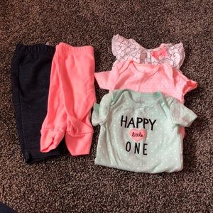 Carters 3 pack onesies with matching pants